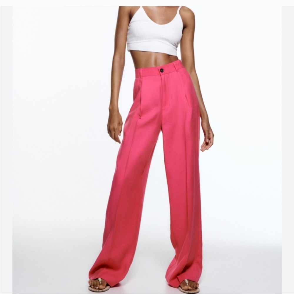 Zara Fuchsia Wide Leg Trousers